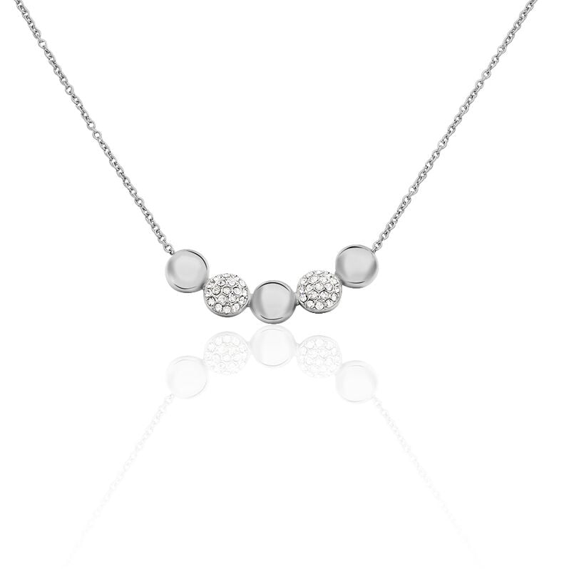 BOGDANA Damen Collier Edelstahl Strass Wei&szlig; Kreis - Halsketten Damen | OROVIVO