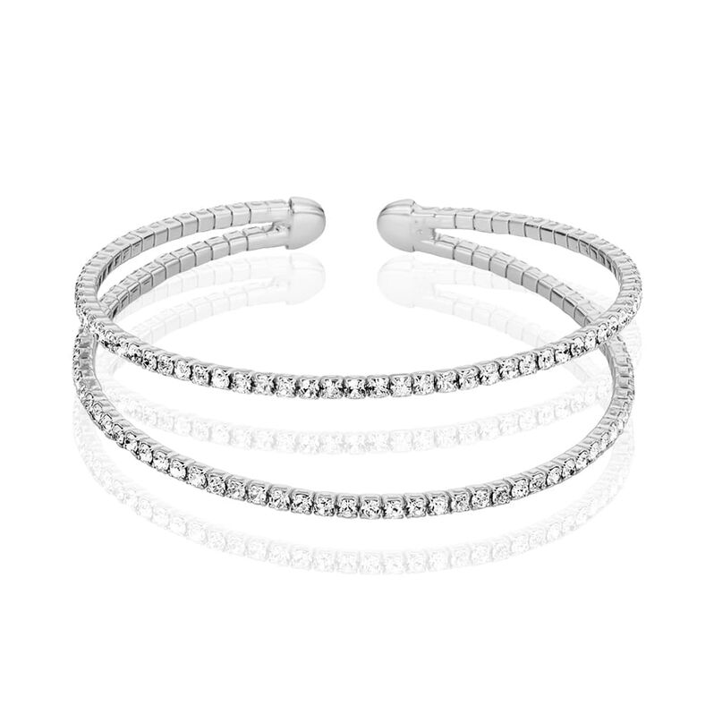 Bangle in metallo rodiato e strass - Spannringe Damen | OROVIVO