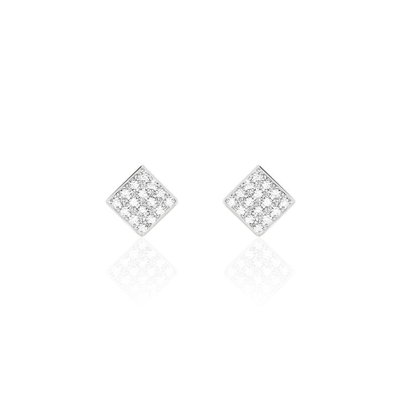 Damen Ohrstecker Gold Bicolor 375 Zirkonia Viereck Aure  - Ohrstecker Damen | OROVIVO