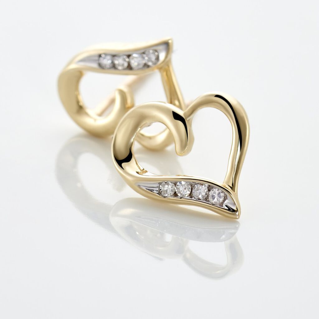 Damen Ohrstecker Gold 375 Diamant 0,04ct Herz Herz Hanne  - Ohrstecker Damen | OROVIVO