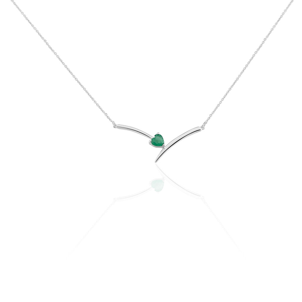 Collier Renaldine Or Weiss Cœur Emeraude - Spannringe Damen | OROVIVO