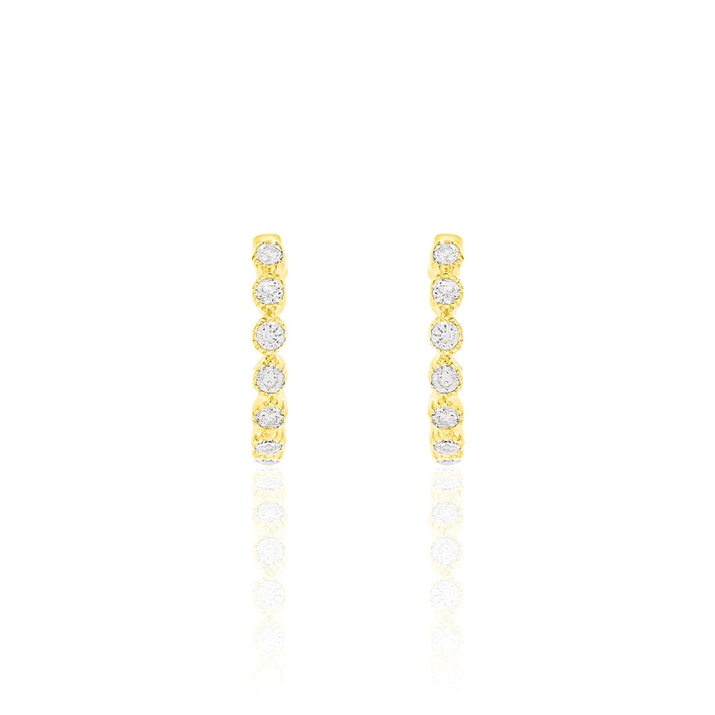 ARIANE 4 Damen Creolen Gold 333 (8 Karat) Zirkonia Wei&szlig; B 0,75 mm