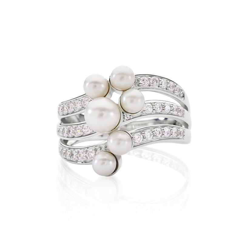 Meraviglioso Damen Ring Silber 925 Zuchtperle Weiß 0,95 ct Kreis - Solitärringe Damen | OROVIVO