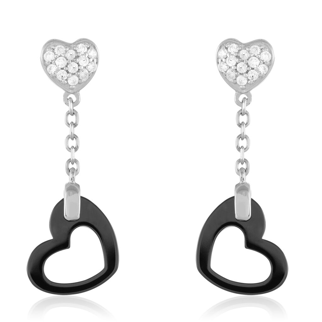 Boucles D'oreilles Pendantes Argent Oxyde De Zirconium Et Céramique - Spannringe Damen | OROVIVO