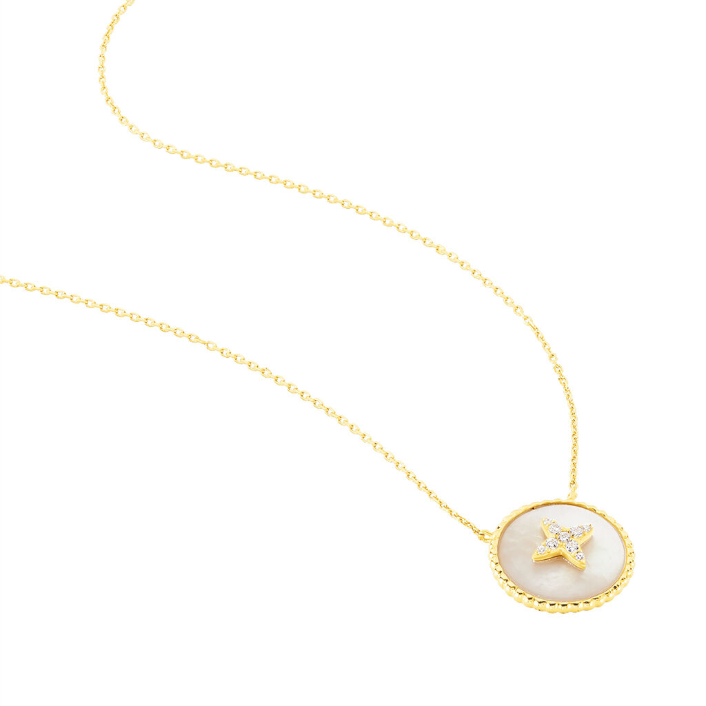 Damen Halskette Gold 375 Zirkonia Perlmutt Stern - Halsketten Damen | OROVIVO
