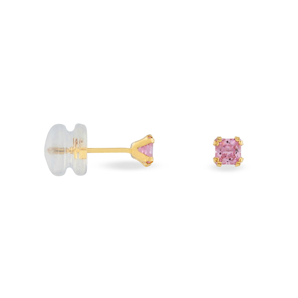 Ohrstecker Gold 375 Rosé Zirkonia Viereck 3mm - Ohrstecker Familie | OROVIVO