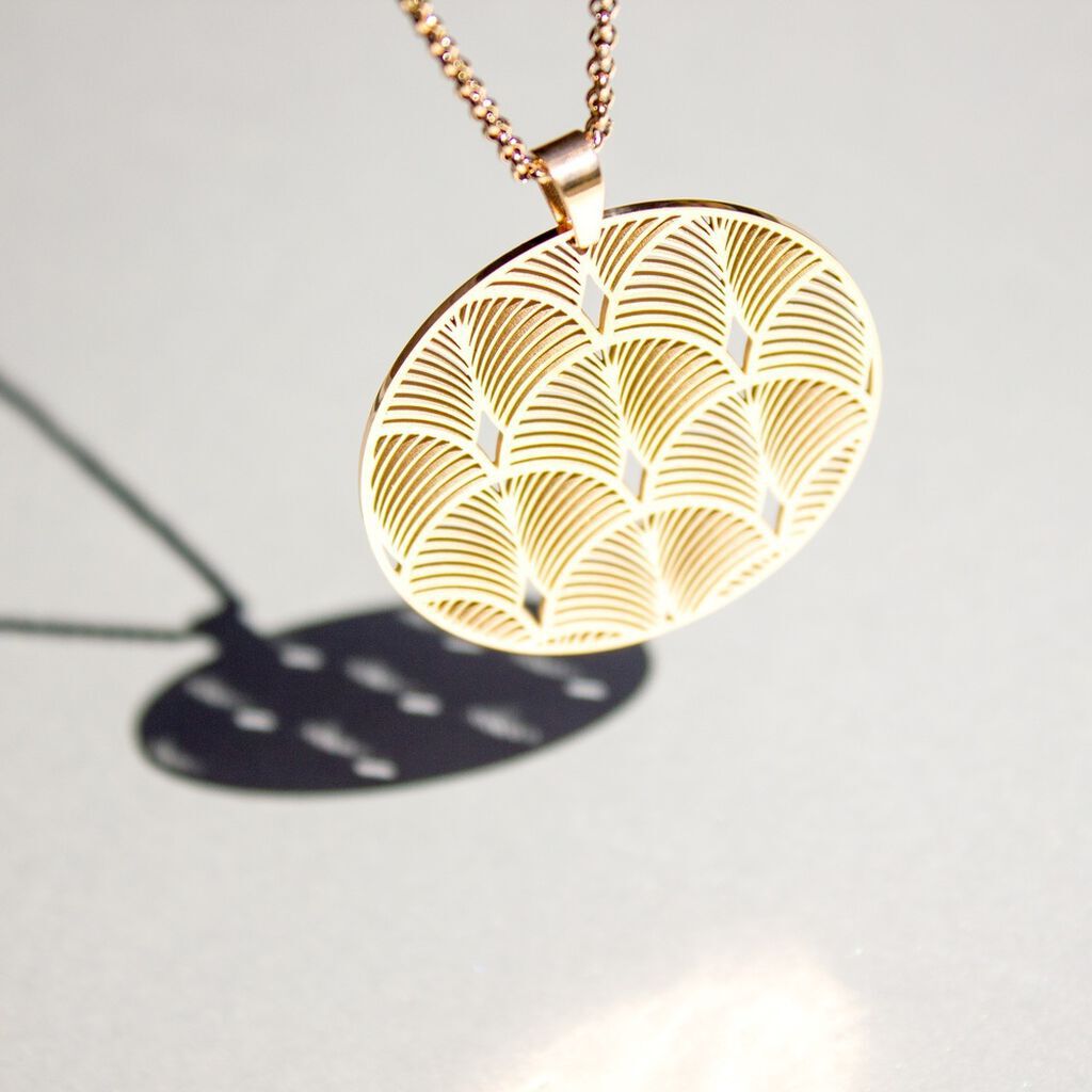 MONA 1 Damen Collier Edelstahl rosevergoldet Blatt