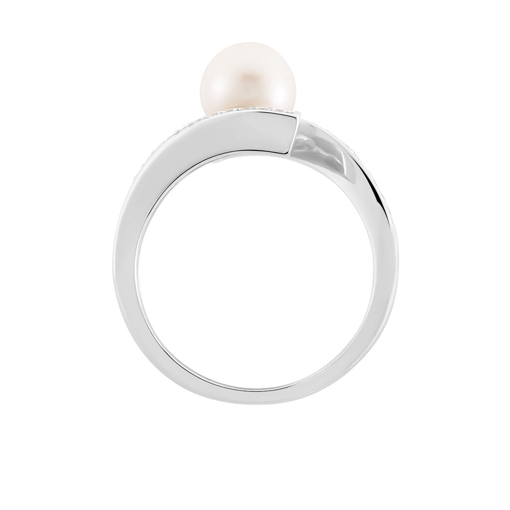 Damen Ring Silber 925 Synthetische Perle Perlmutt 30 ct Welle