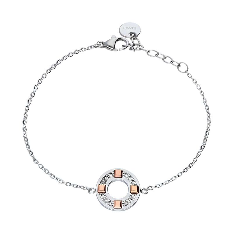 Bracciale in acciaio e strass con dettagli oro rosa - Spannringe Damen | OROVIVO