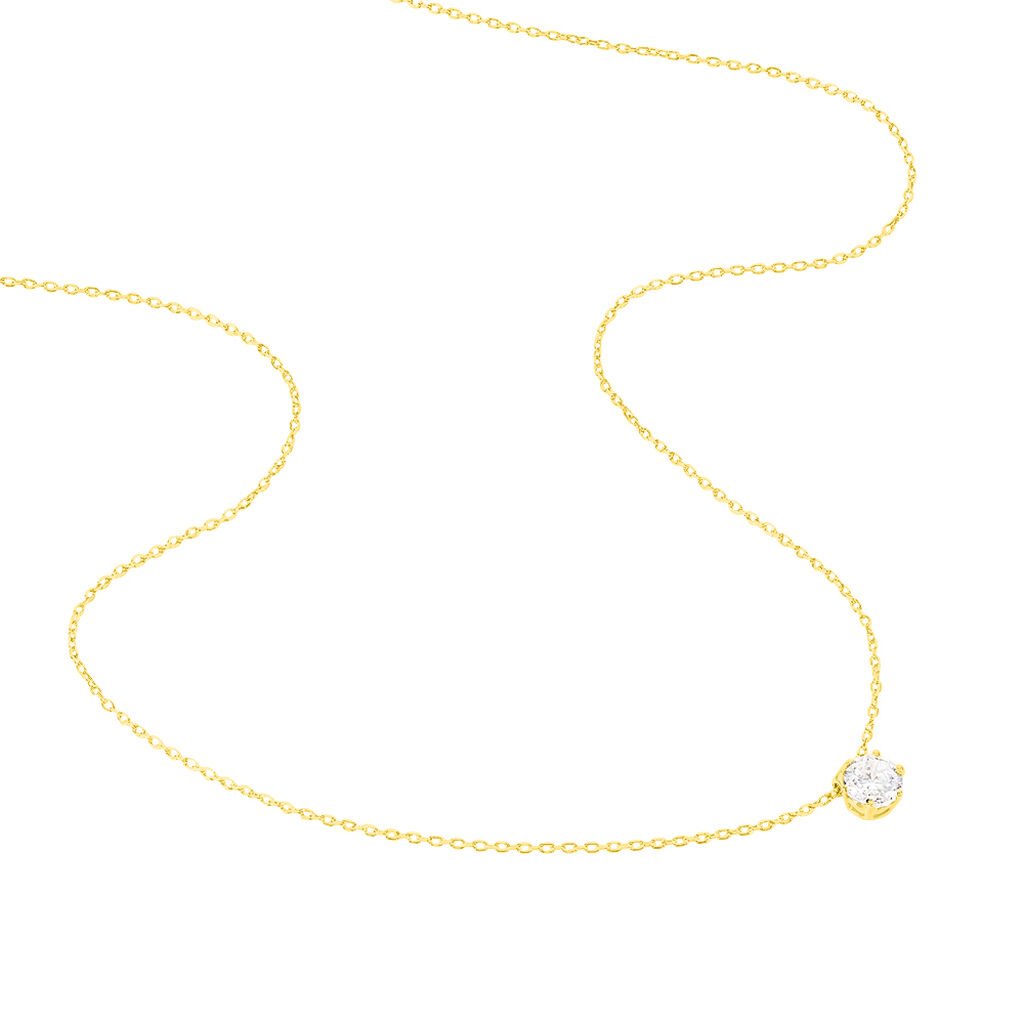 Damen Collier Gold 375 (9 Karat) Zirkonia Wei&szlig; 1,480 ct