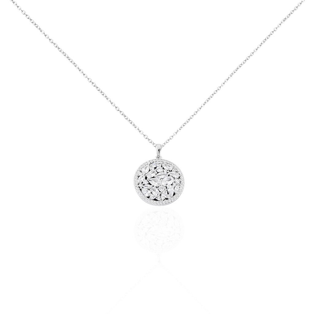 JELICA Damen Collier Silber 925 Zirkonia Wei&szlig; 6,98 ct Oval B 47 mm