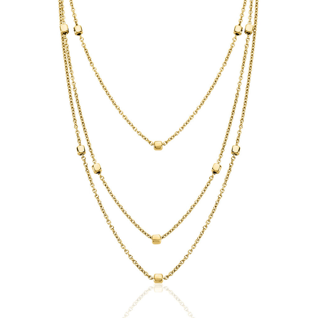 SELIN Damen Collier Edelstahl vergoldet Viereck B 1,5 mm, Collier ohne Stein