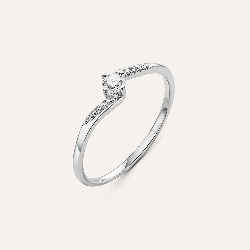 Anello Solitario Grace Oro Bianco Diamante - Spannringe Damen | OROVIVO