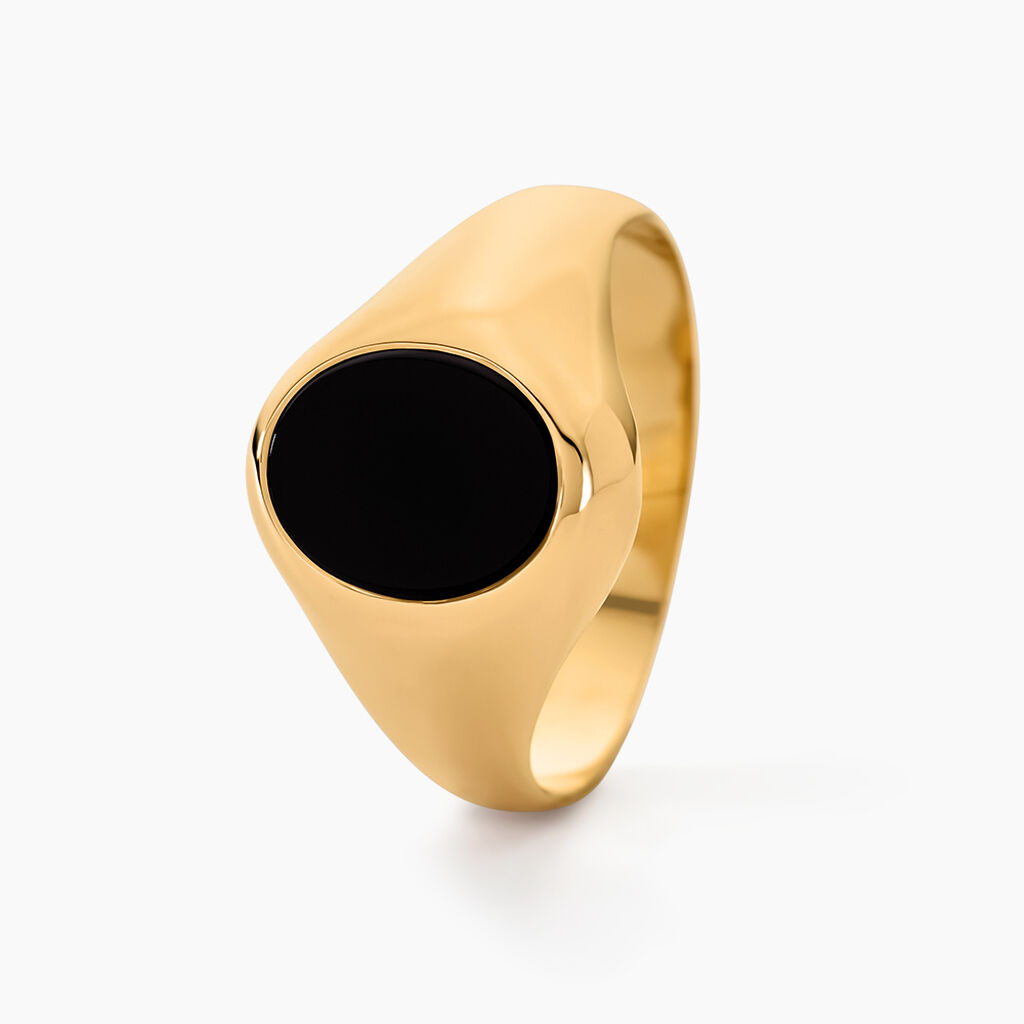 Chevaliere Or Jaune Ovale Onyx - Spannringe Herren | OROVIVO
