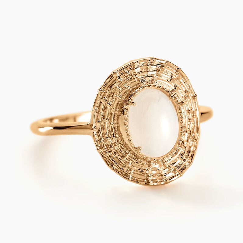 Bague Plaque Or Linna Ovale Pierre De Lune - Spannringe Damen | OROVIVO