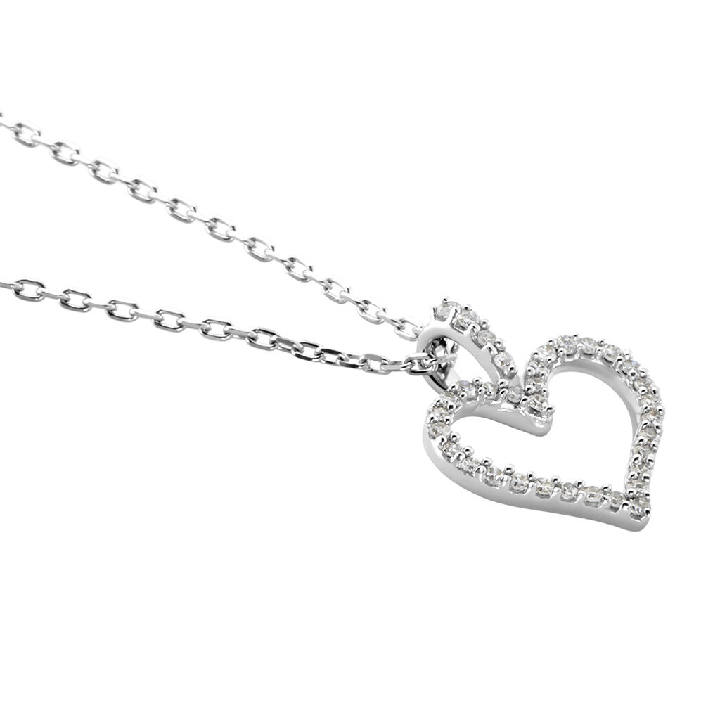Damen Collier Weißgold 375 Diamant 0,06ct Herz Herz Glamour - Halsketten Damen | OROVIVO