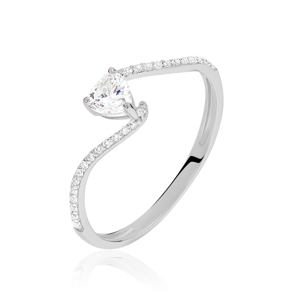 Bague Ariles Or Blanc Oxyde De Zirconium - Spannringe Damen | OROVIVO