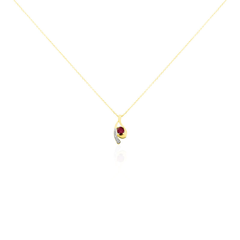 Collier Sagesse Or Jaune Rubis Et Diamant - Spannringe Damen | OROVIVO