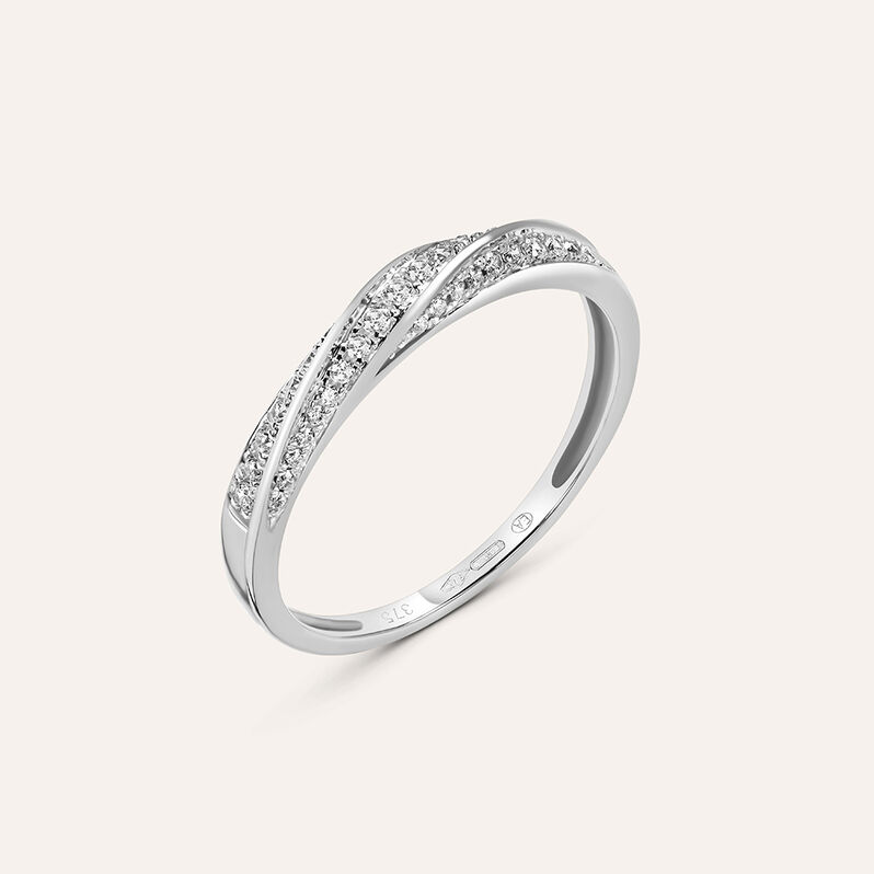 Anello Fascia Claire Oro Bianco Cubic Zirconia - Spannringe Damen | OROVIVO