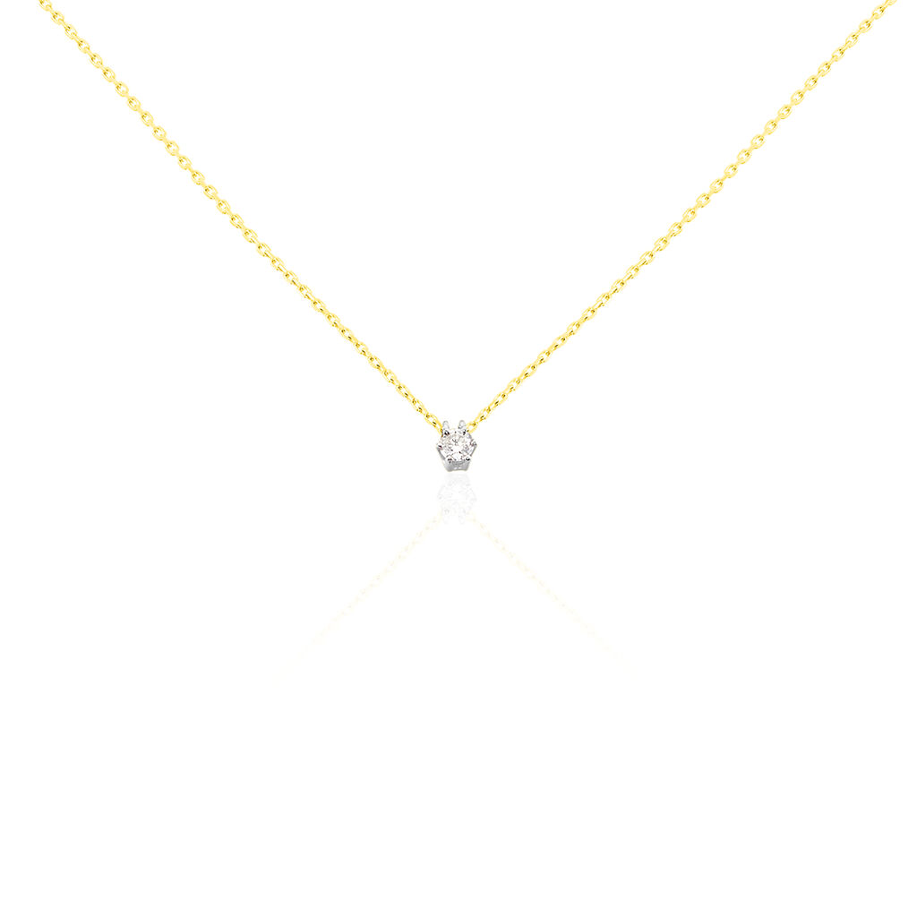 ROME Damen Collier Gold 375 (9 Karat) Diamant Wei&szlig; 0,1 ct
