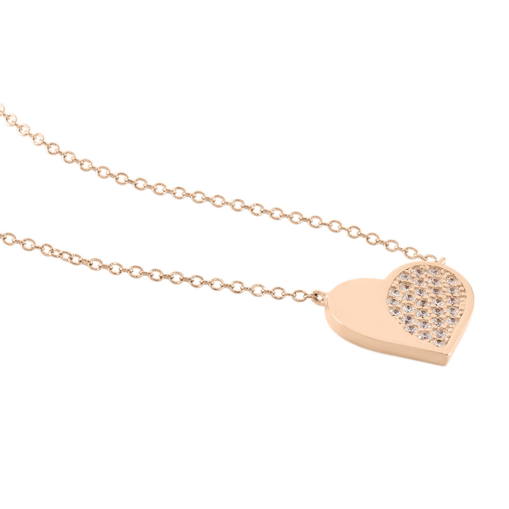 Damen Halskette Silber 925 Roségold Zirkonia Herz Devena - Halsketten Damen | OROVIVO