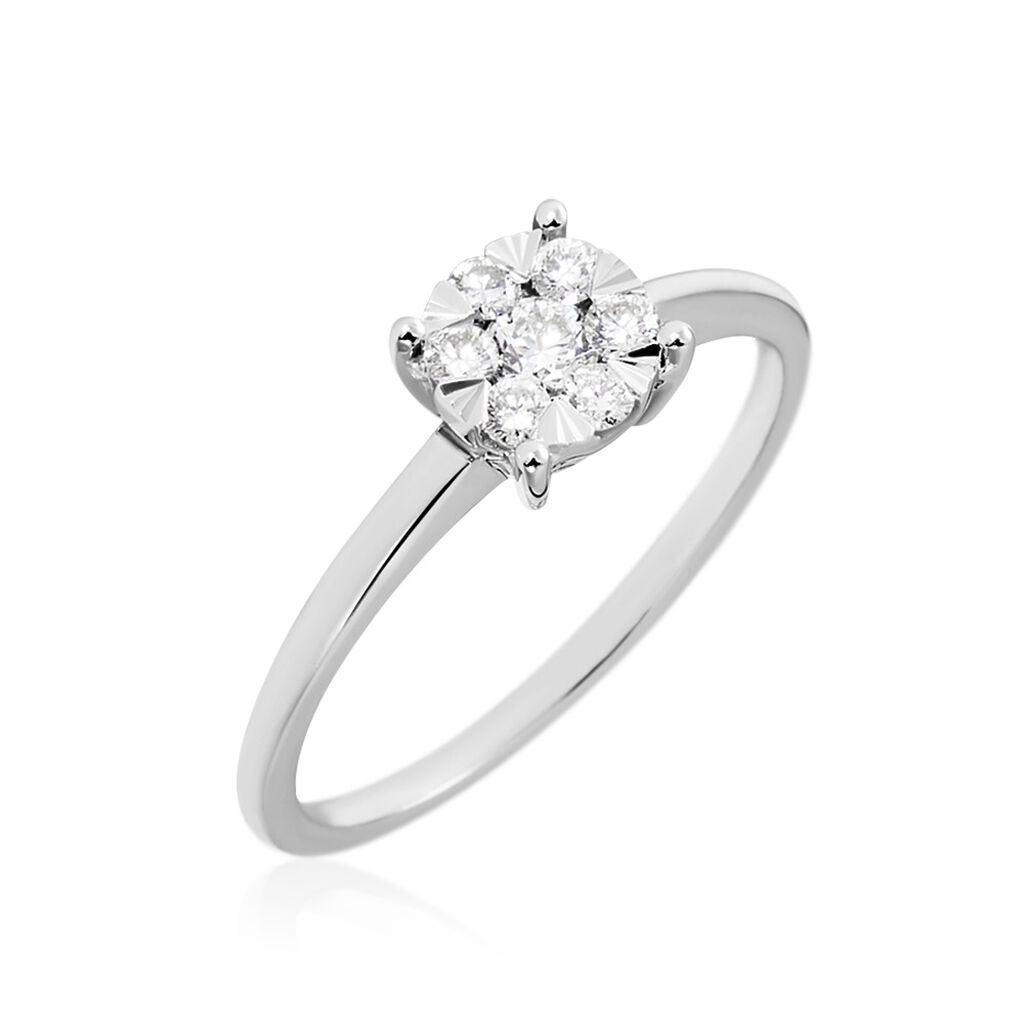 PETALI Damen Ring Wei&szlig;gold 750 (18 Karat) Diamant Wei&szlig; 0,11 ct