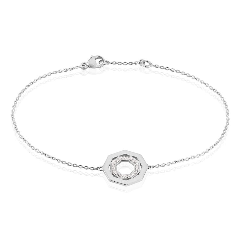 BIRGIT Damen Armband Silber 925 Zirkonia Wei&szlig; Kreis - Armb&auml;nder mit Anh&auml;nger Damen | OROVIVO