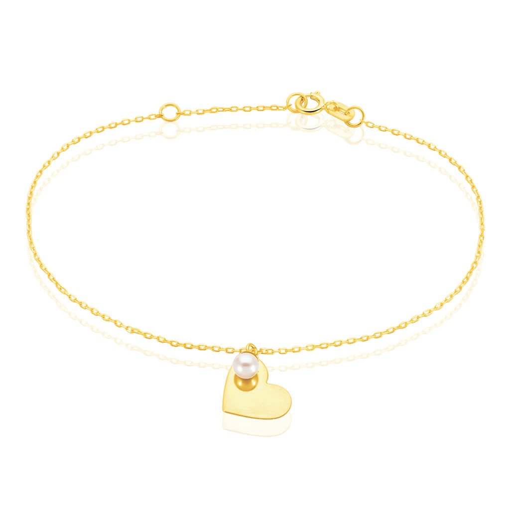 Armband Gold 375 Zuchtperle Herz, Armband mit Stein