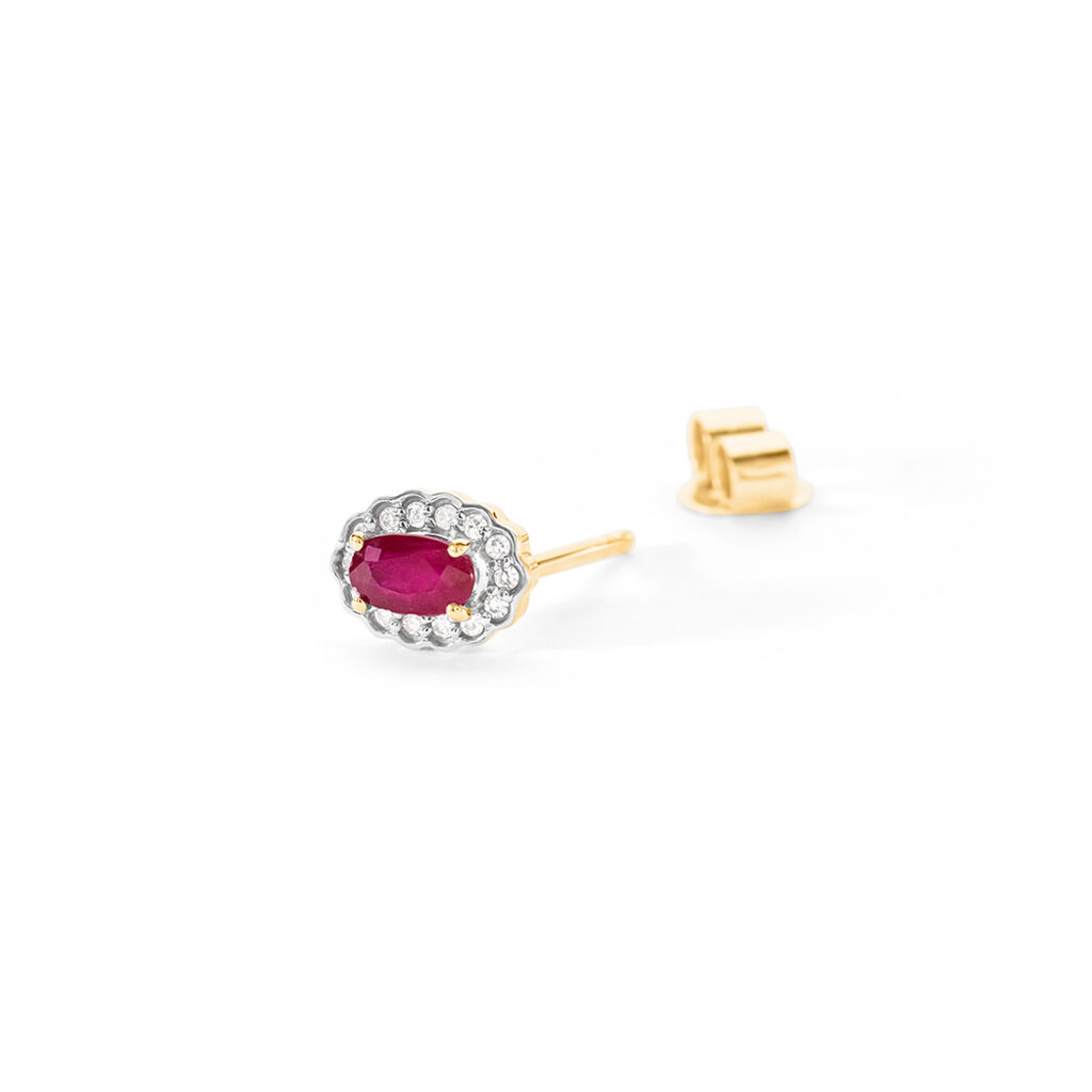 EDELGARD Damen Ohrstecker Gold 585 (14 Karat) Rubin Rot 0,7 ct Oval - Ohrstecker Damen | OROVIVO