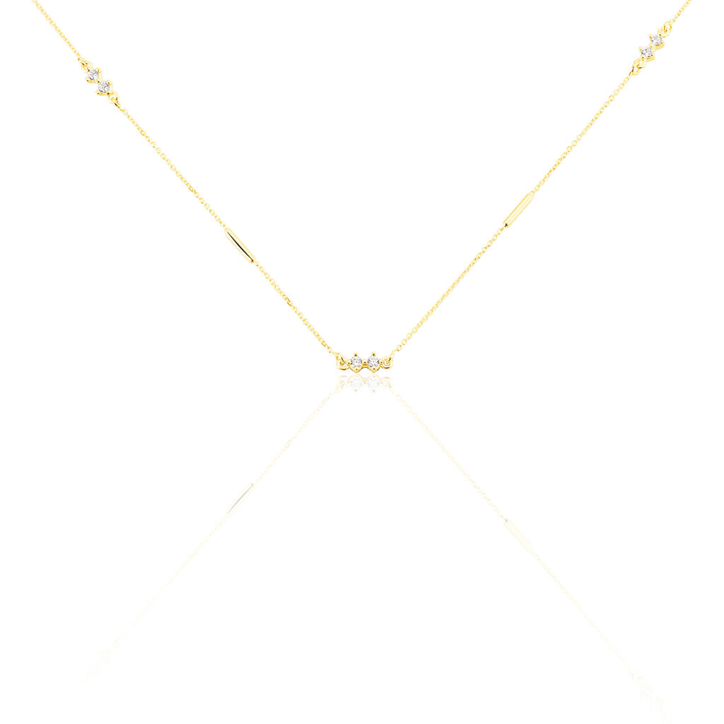 STARRY Damen Collier Gold 375 (9 Karat) Zirkonia Wei&szlig;