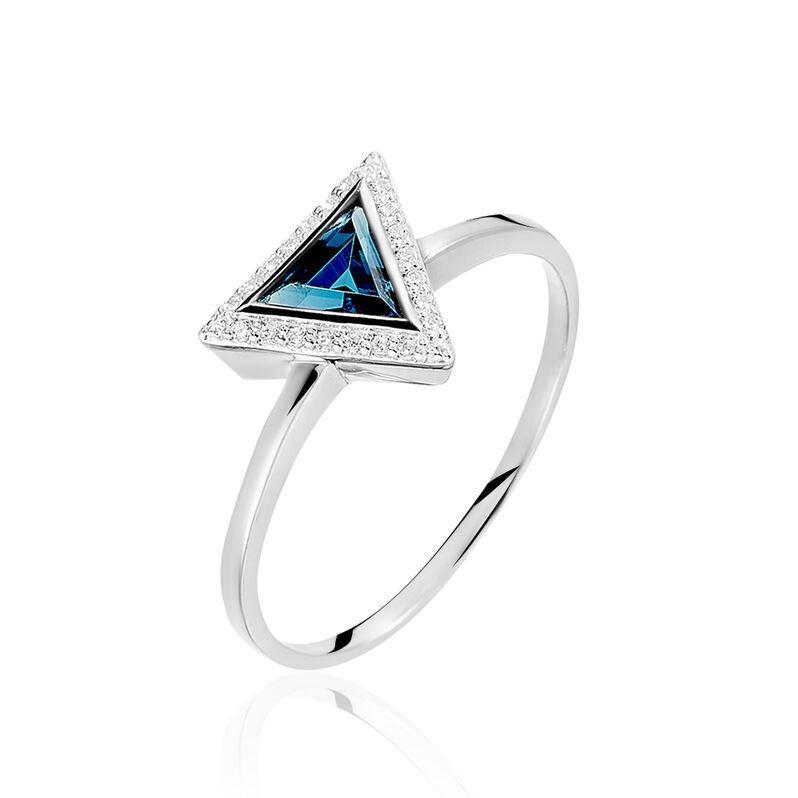 Bague Or Blanc Topaze Et Diamant - Spannringe Damen | OROVIVO