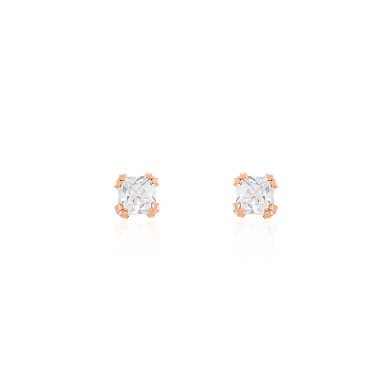 Damen Ohrstecker Rosegold 375 Zirkonia Doreen Carre 3,00mm  - Ohrstecker Damen | OROVIVO