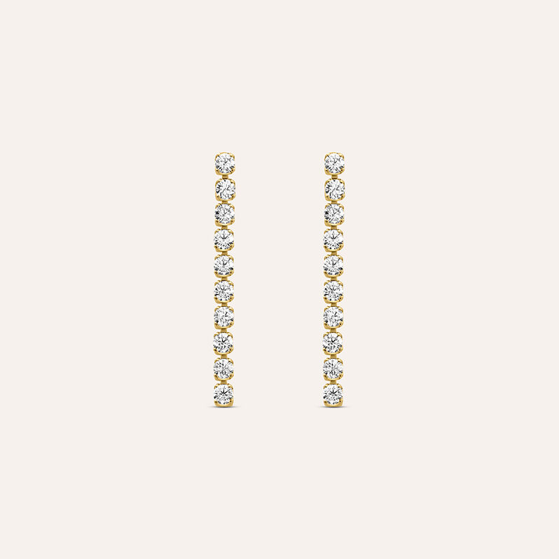 Orecchini Pendenti Tennis Claire Oro Giallo Cubic Zirconia - Spannringe Damen | OROVIVO