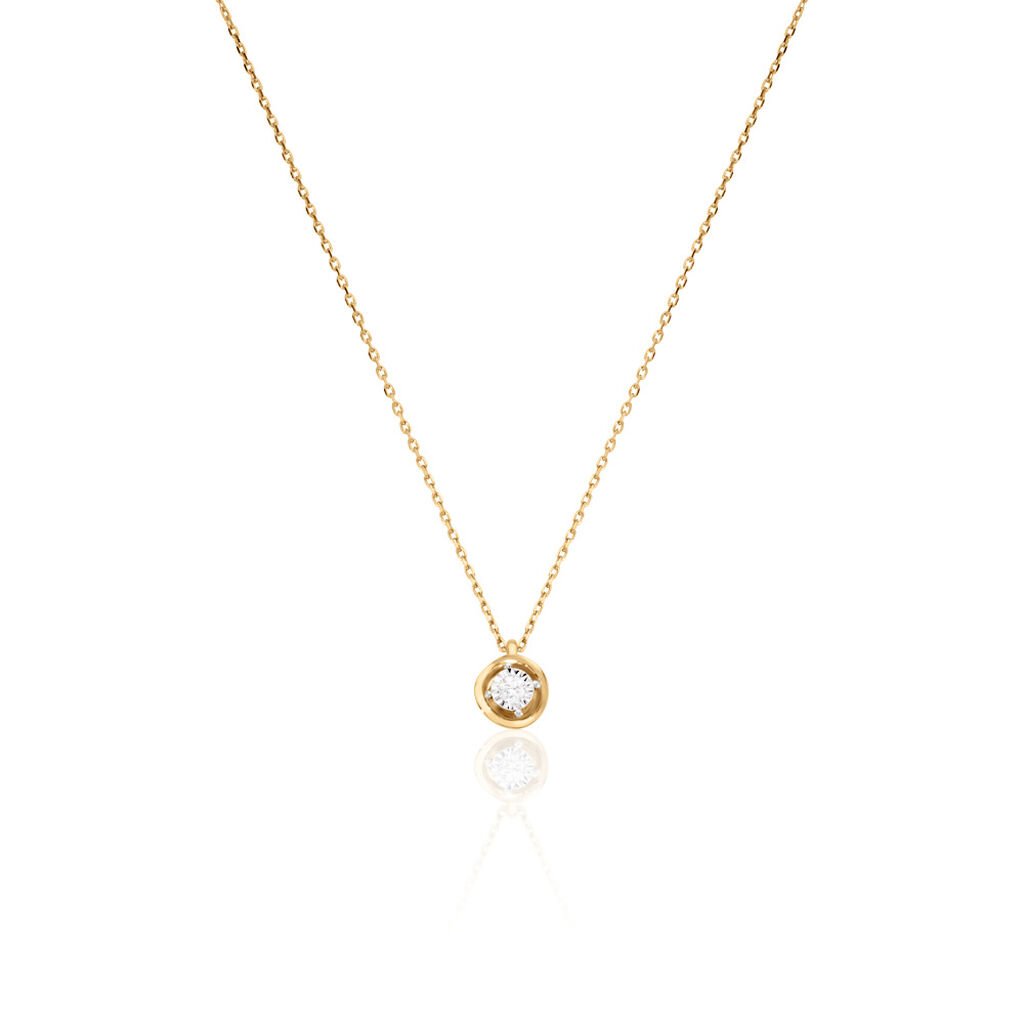 LISELOTTE Damen Collier Gold 375 (9 Karat) Diamant Wei&szlig; 0,04 ct Blume