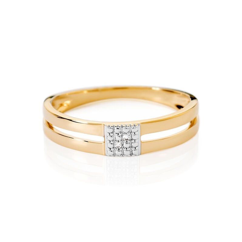 MINELLE Damen Ring Gold 375 (9 Karat) Diamant Wei&szlig; 0,01 ct Viereck - Ringe mit Stein Damen | OROVIVO