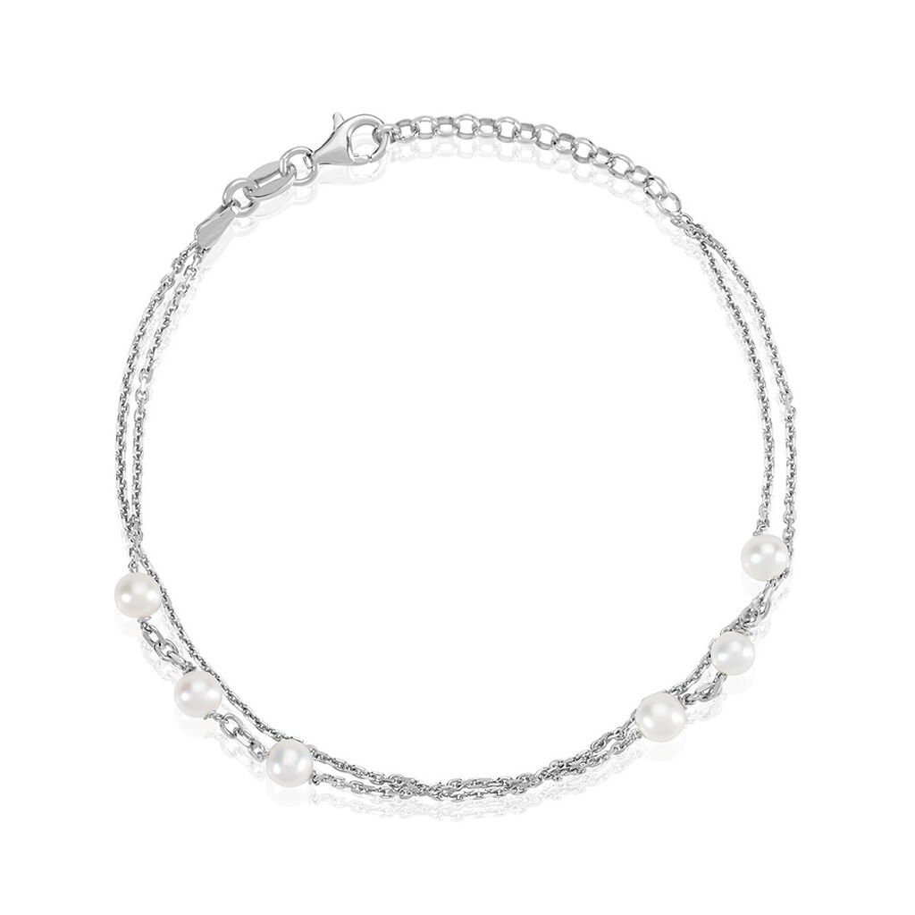 Arielle 2 Damen Armband Silber Silber 925 Zuchtperle Weiß 3,48 ct B 1,3 mm, Armband mit Stein
