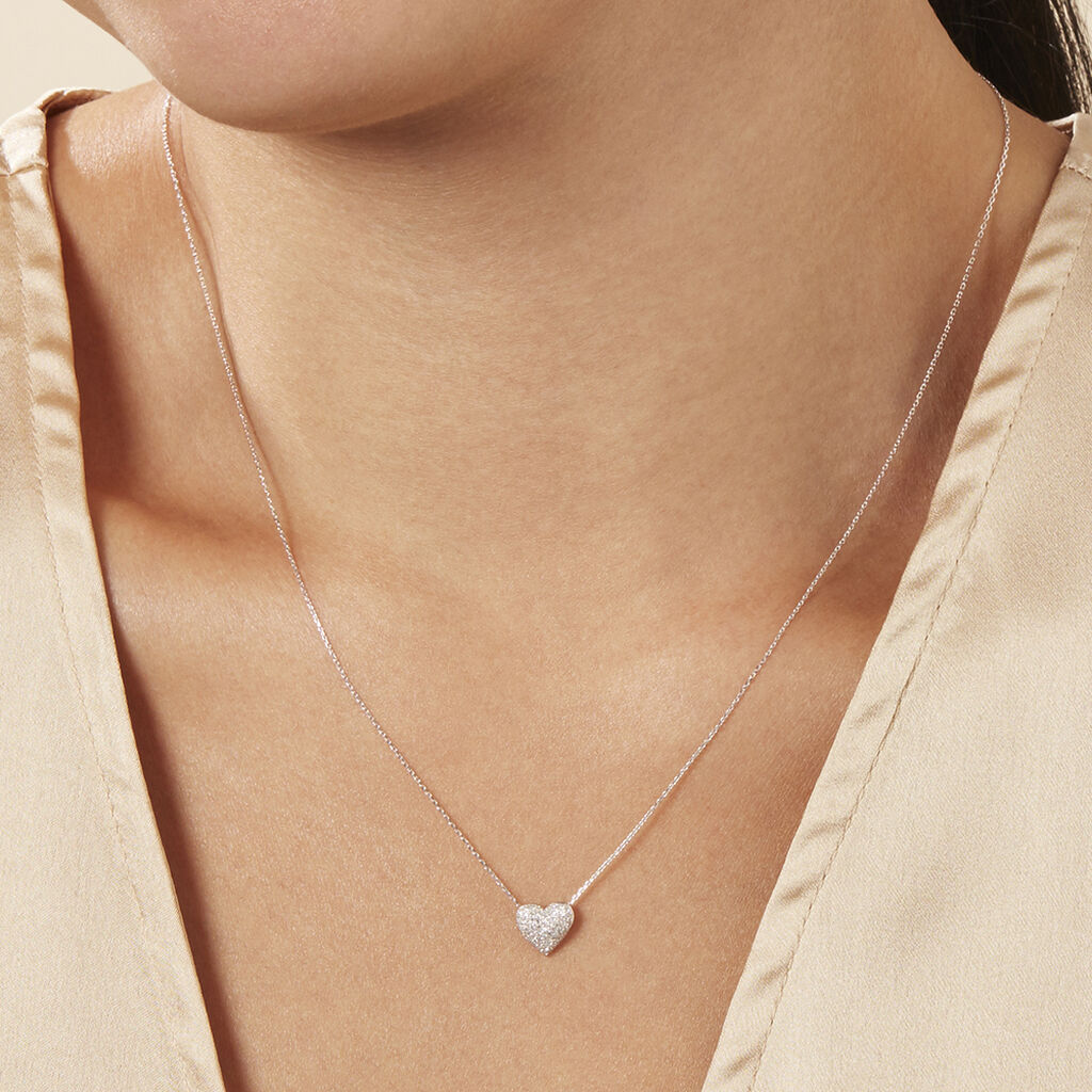 Damen Collier Weißgold 375 Diamant 0,12ct Herz Ti Amo 0,70mm - Halsketten Damen | OROVIVO
