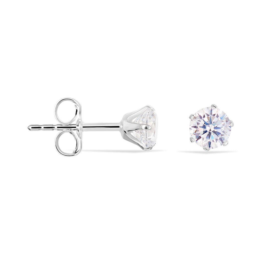 Damen Ohrstecker Weißgold 375 Zirkonia Kreis Krappe 6  - Ohrstecker Damen | OROVIVO