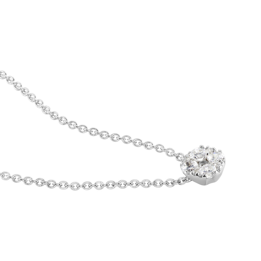 BINA Damen Collier Wei&szlig;gold 375 (9 Karat) Zirkonia Wei&szlig; Viereck
