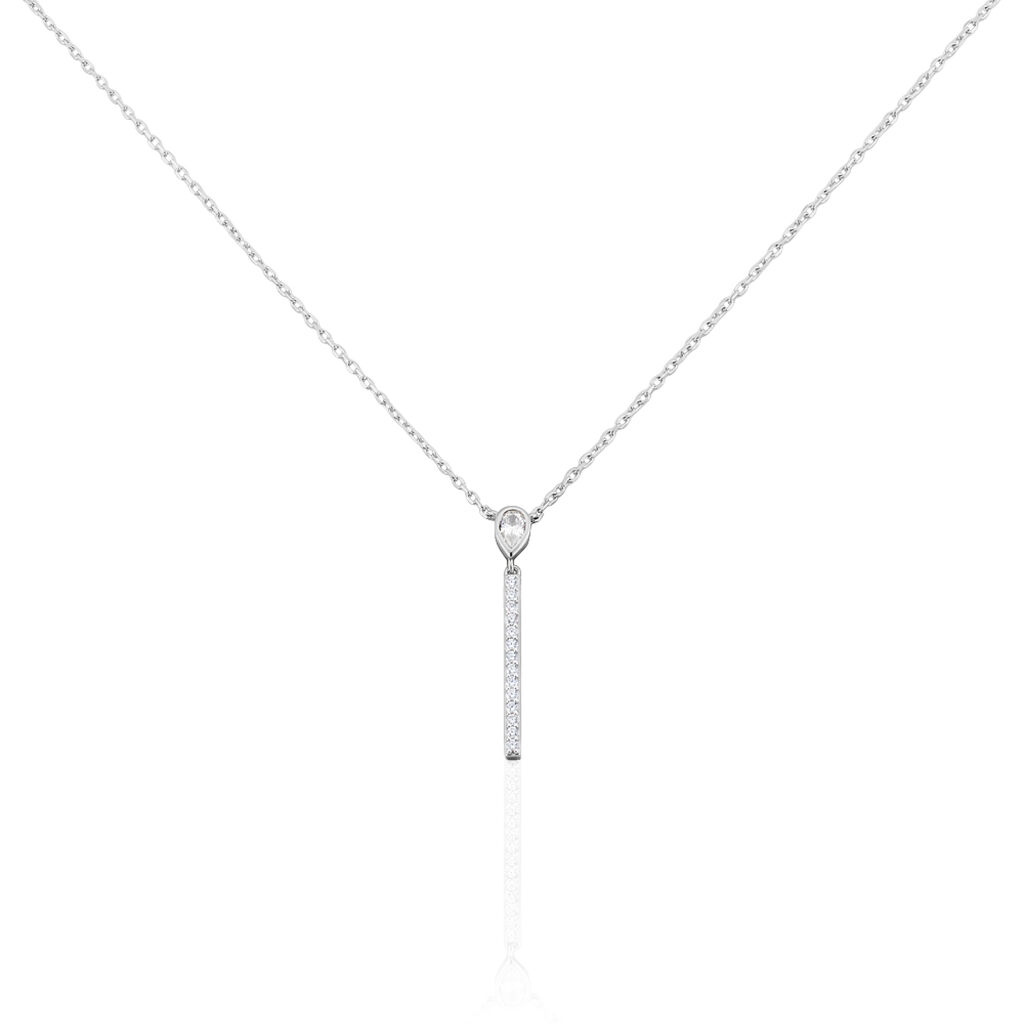 KIRILKA Damen Collier Silber 925 Zirkonia Weiß Barren, Collier mit Stein