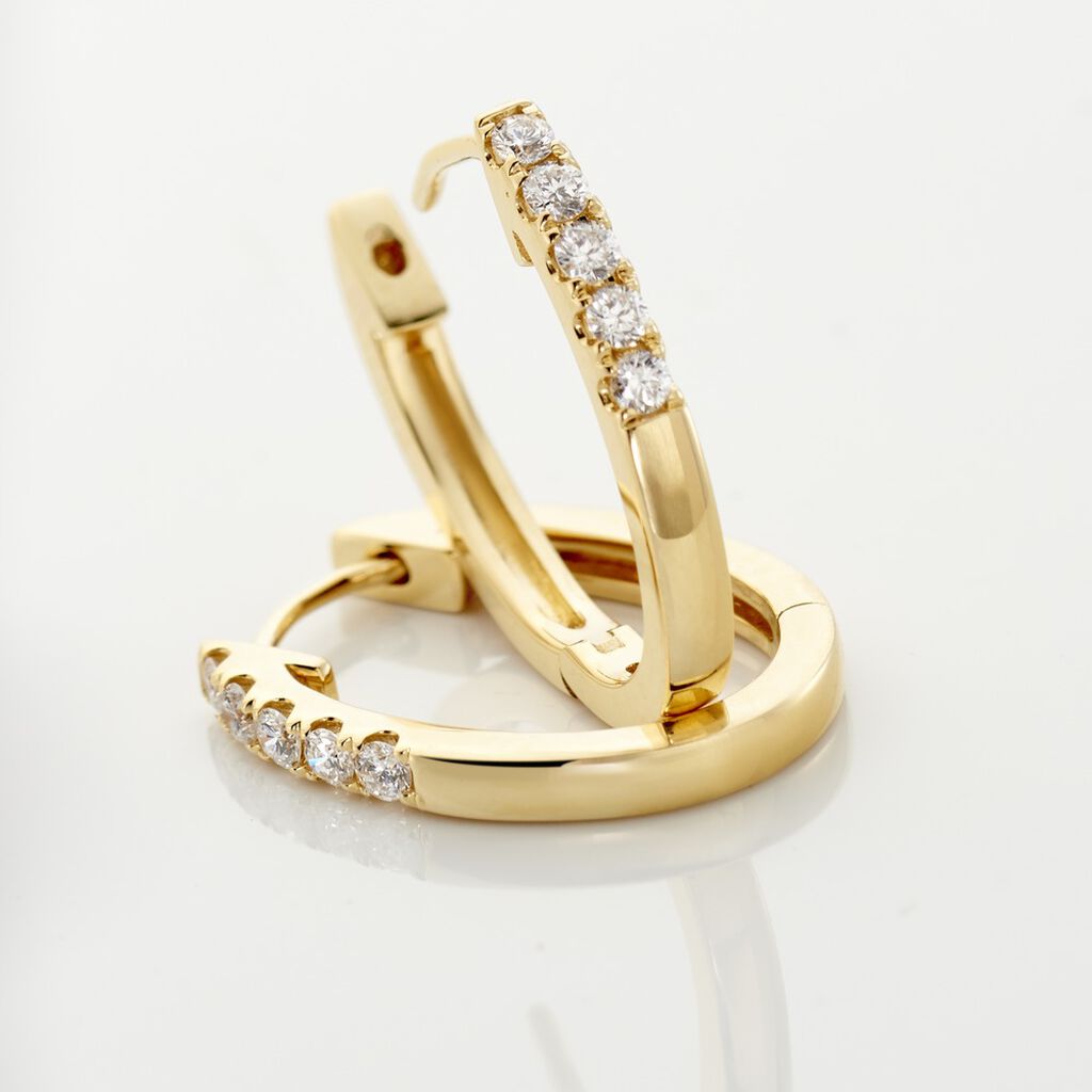 CELIN Damen Creolen Gold 750 (18 Karat) Diamant Wei&szlig; 0,14 ct B 15,5 mm