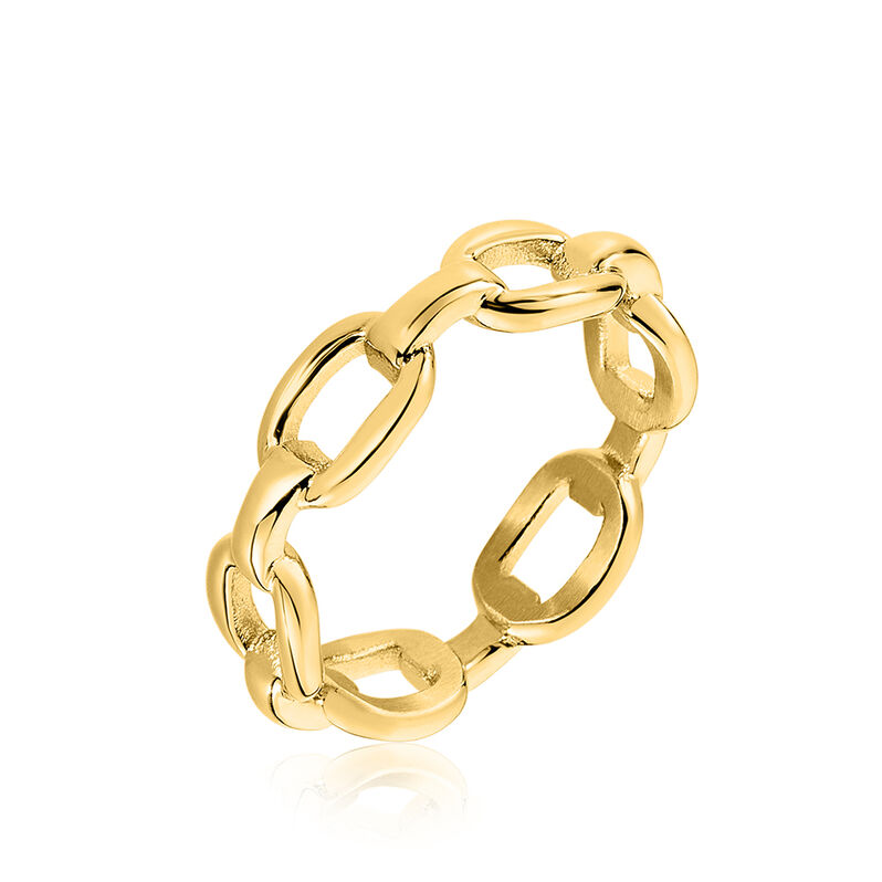 Damen Ring Edelstahl vergoldet Ohne Stein Kettenglieder Lottie  - Ringe Damen | OROVIVO