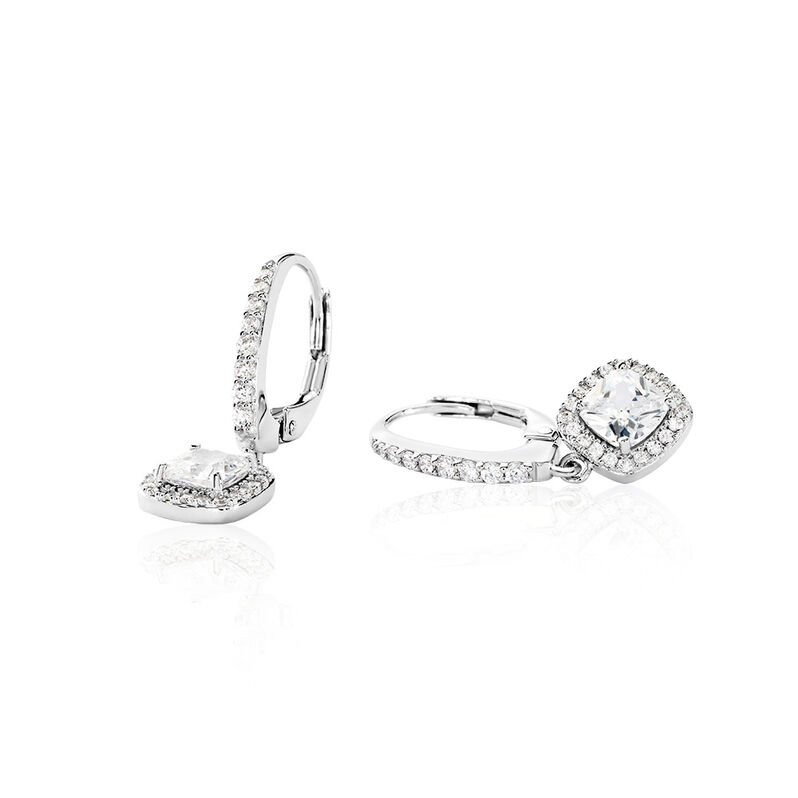 SIENNA Damen Ohrringe Lang Silber 925 Zirkonia Weiß 1,7 ct Viereck - Ohrringe mit Stein Damen | OROVIVO