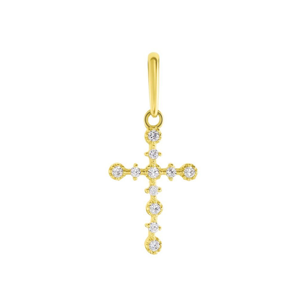 Kreuz Anhänger Gold 375 Zirkonia Daniela, Anhänger mit Stein