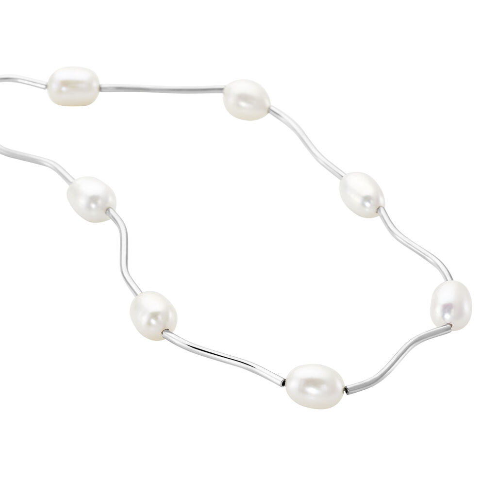 INESSA Damen Kette Silber 925 Zuchtperle Wei&szlig;