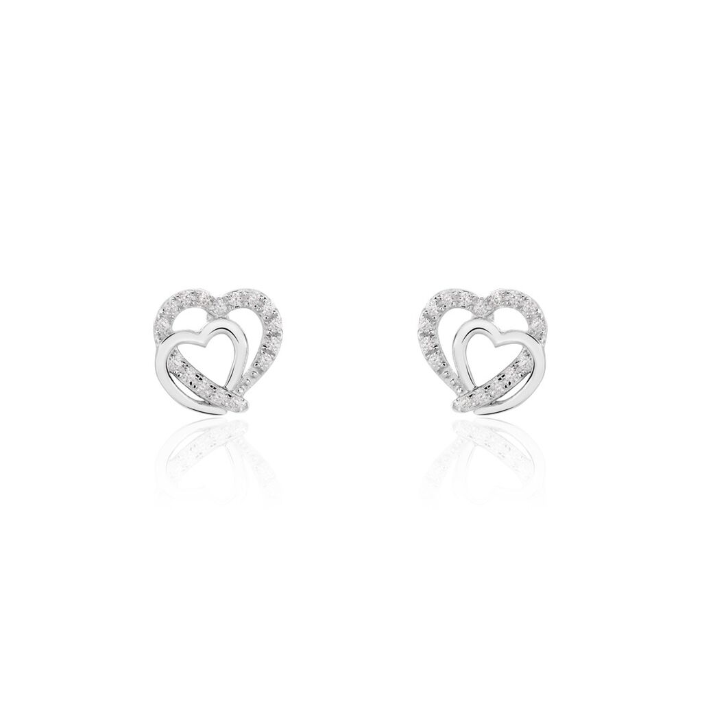 CECILIA Damen Ohrstecker Weißgold 375 (9 Karat) Zirkonia Weiß 0,15 ct, Ohrstecker mit Stein