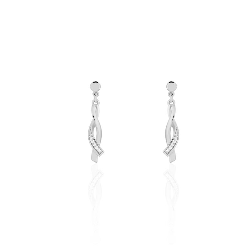 MARIE-ELSA 4 Damen Ohrringe Lang Silber 925 Zirkonia Weiß Spiralförmig - Ohrringe mit Stein Damen | OROVIVO