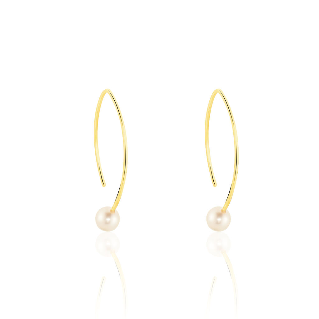 HESSA Damen Ohrringe Lang Gold 375 (9 Karat) Zuchtperle Perlmutt, Ohrringe Lang mit Stein