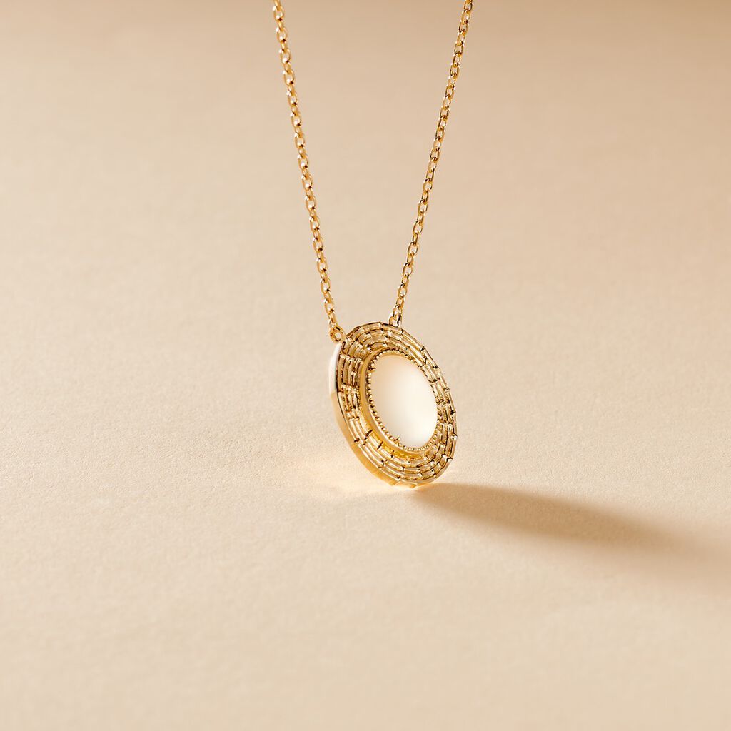 Collier Plaque Or Linna Ovale Pierre De Lune - Spannringe Damen | OROVIVO