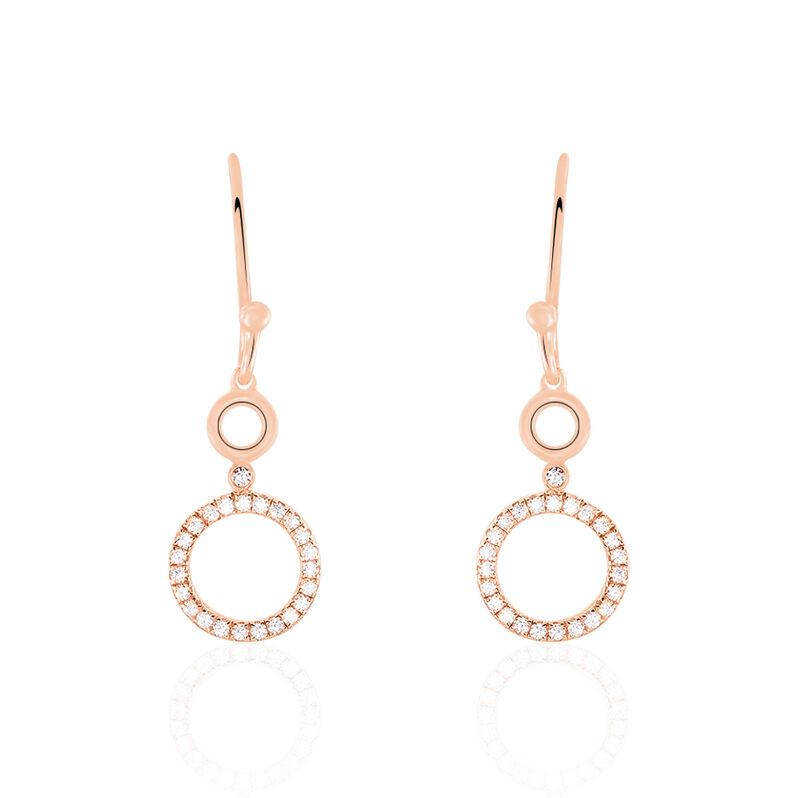 DEVOJKA Damen Ohrringe Lang Silber rosevergoldet 925 Zirkonia Wei&szlig; Kreis - Ohrh&auml;nger Damen | OROVIVO